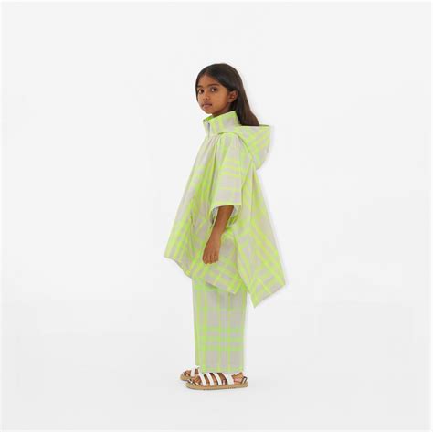 Check Cotton Blend Cape in Vivid lime 